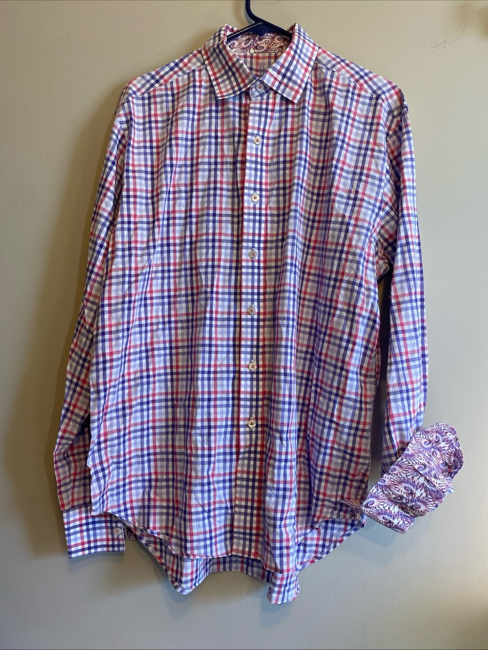 Robert‎ Graham Mens L Oxford L/S Button Up Gingham Check Flip Cuff Colorful